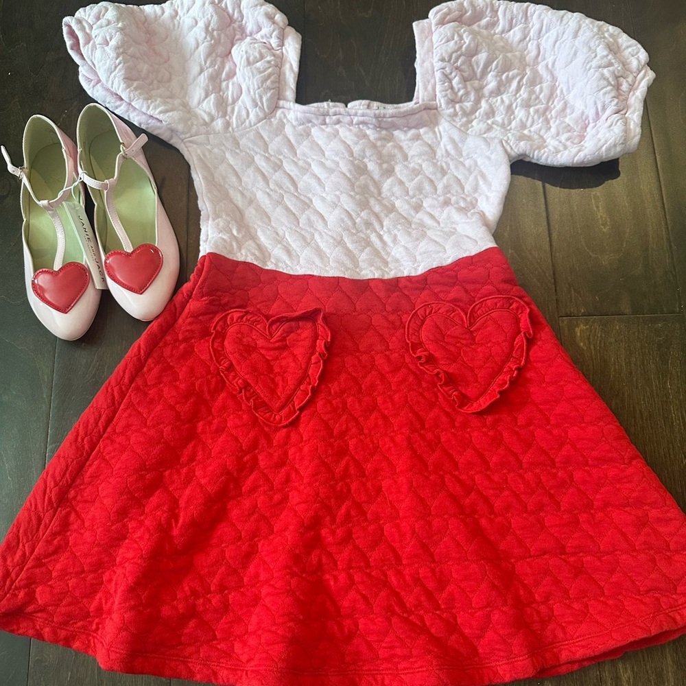 Janie and Jack Red Quilted Heart Jacquard Dress (Shoes separate listing)